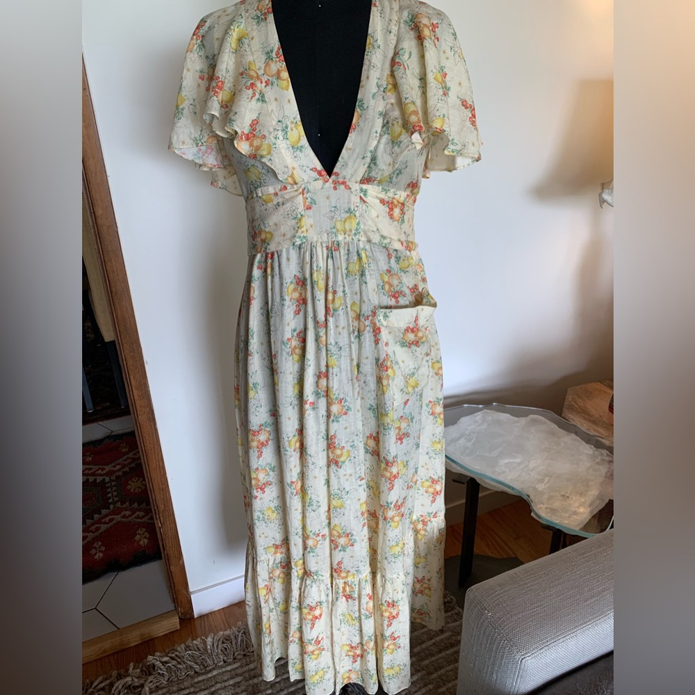 DOEN Tarragon floral linen dress size S
